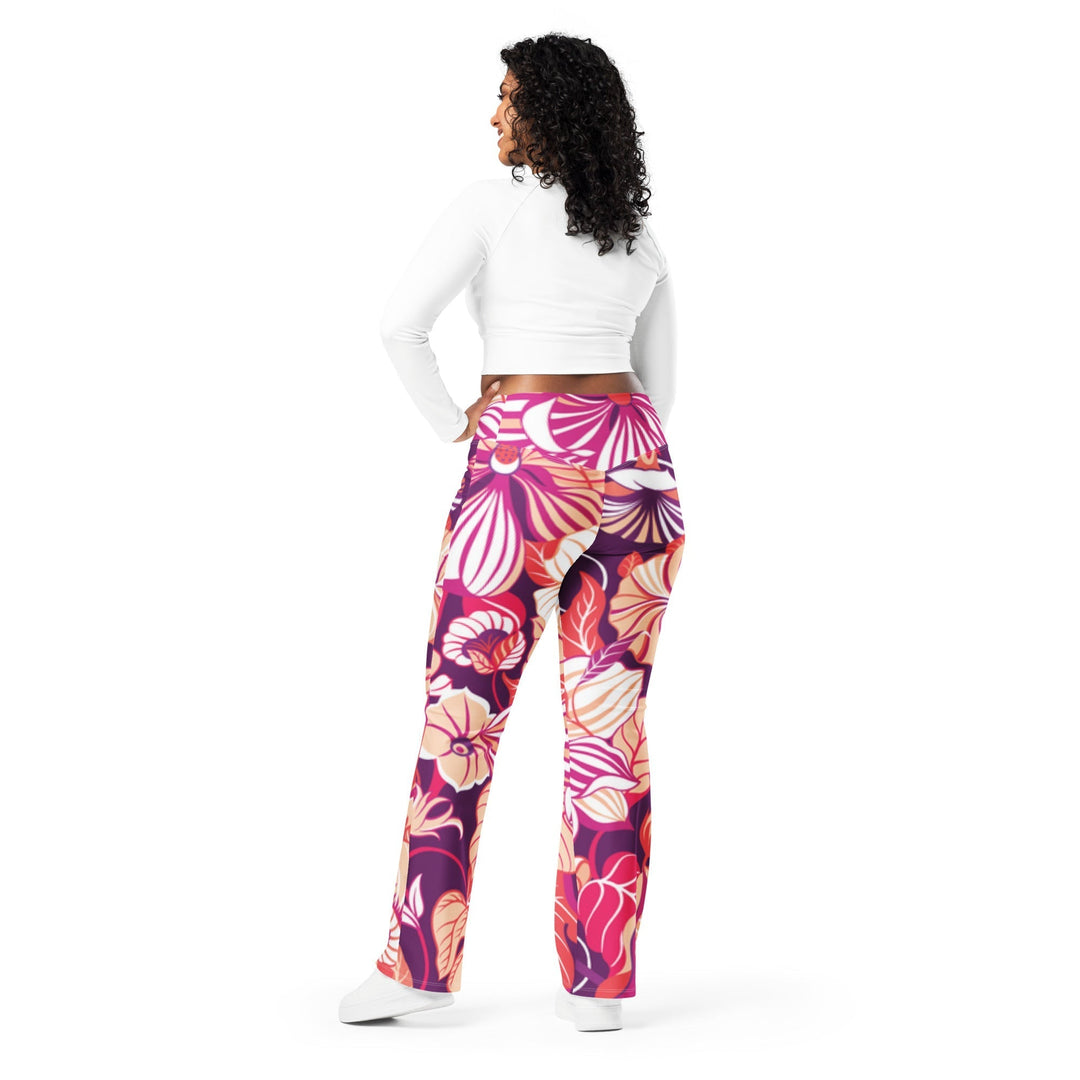 Detalix Bold Tropical Floral Print Flare Leggings