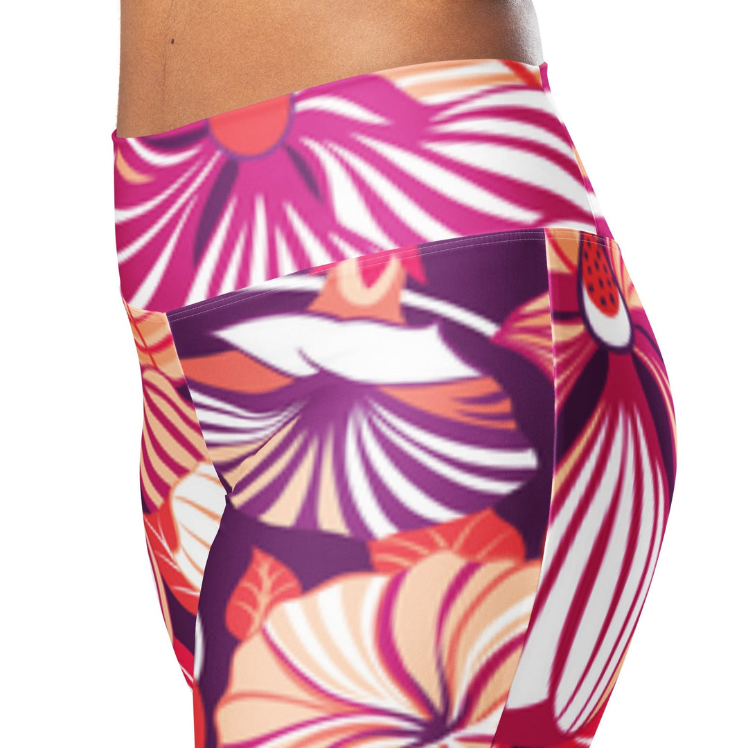 Detalix Bold Tropical Floral Print Flare Leggings