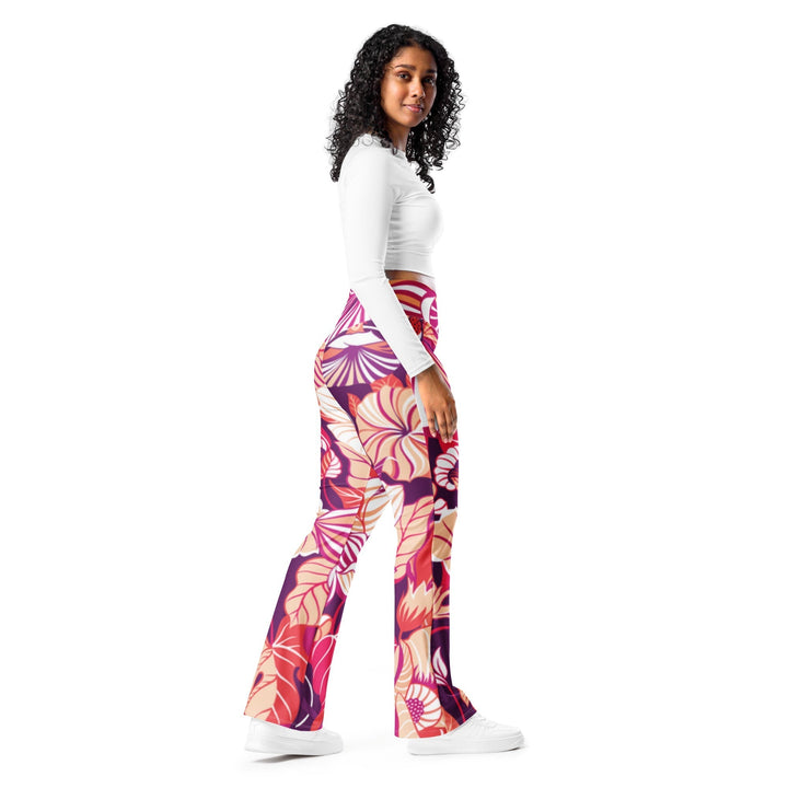 Detalix Bold Tropical Floral Print Flare Leggings