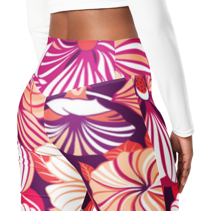 Detalix Bold Tropical Floral Print Flare Leggings