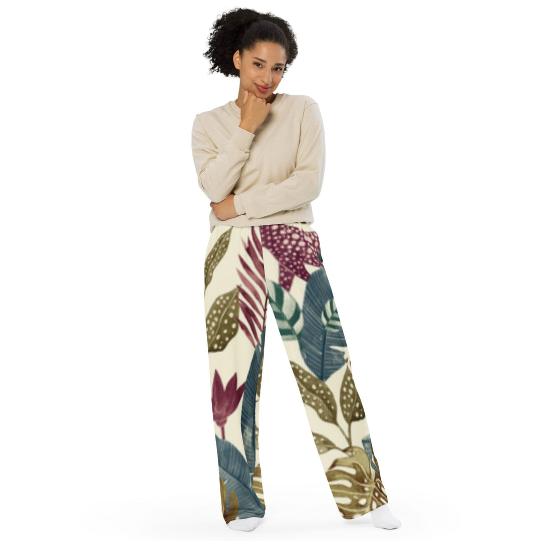 Detalix Vintage Jungle Safari Print Unisex Wide-Leg Pants
