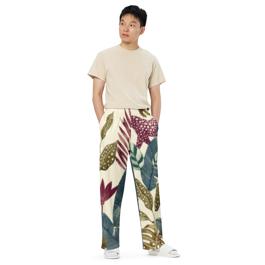 Detalix Vintage Jungle Safari Print Unisex Wide-Leg Pants