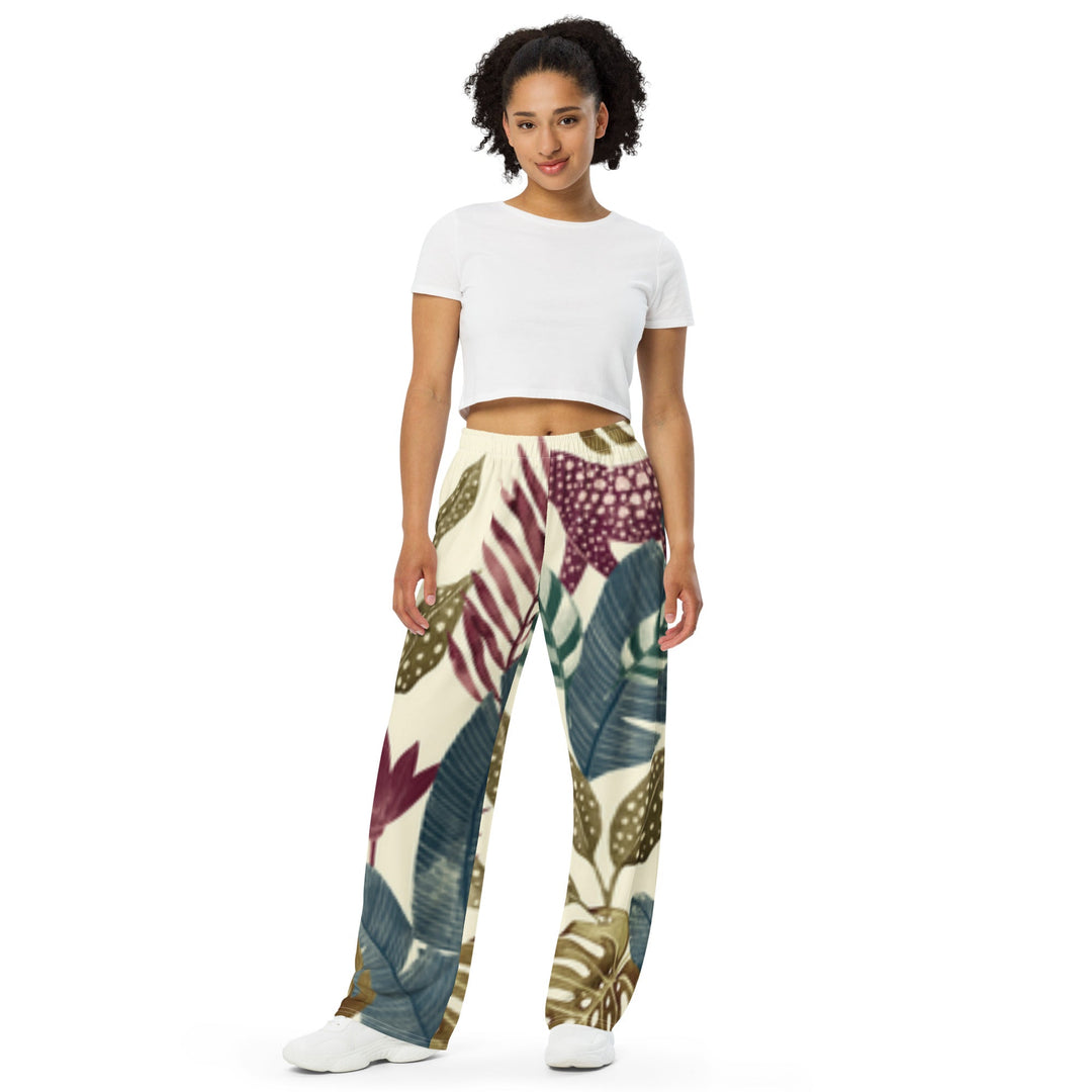 Detalix Vintage Jungle Safari Print Unisex Wide-Leg Pants