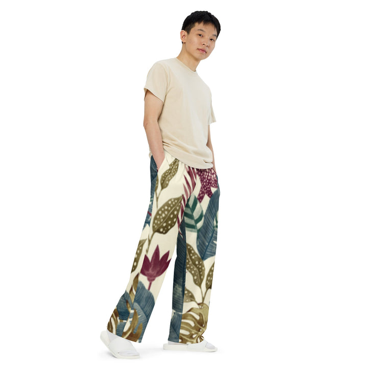 Detalix Vintage Jungle Safari Print Unisex Wide-Leg Pants