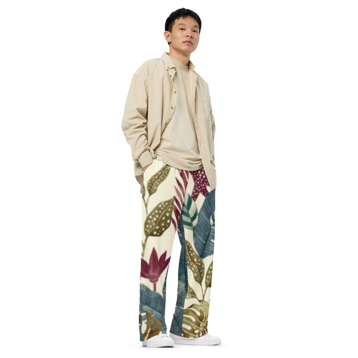 Detalix Vintage Jungle Safari Print Unisex Wide-Leg Pants